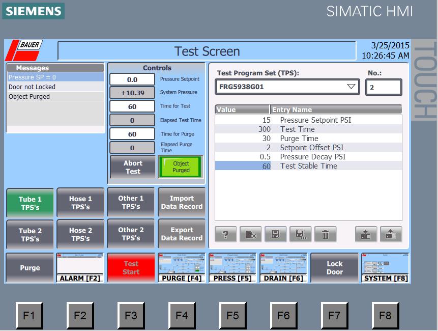 4076 Hydrostatic Test Bench Screenshot